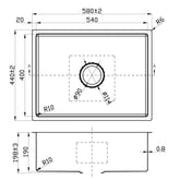 Acl Cora 580mm x 440mm Kitchen Sink